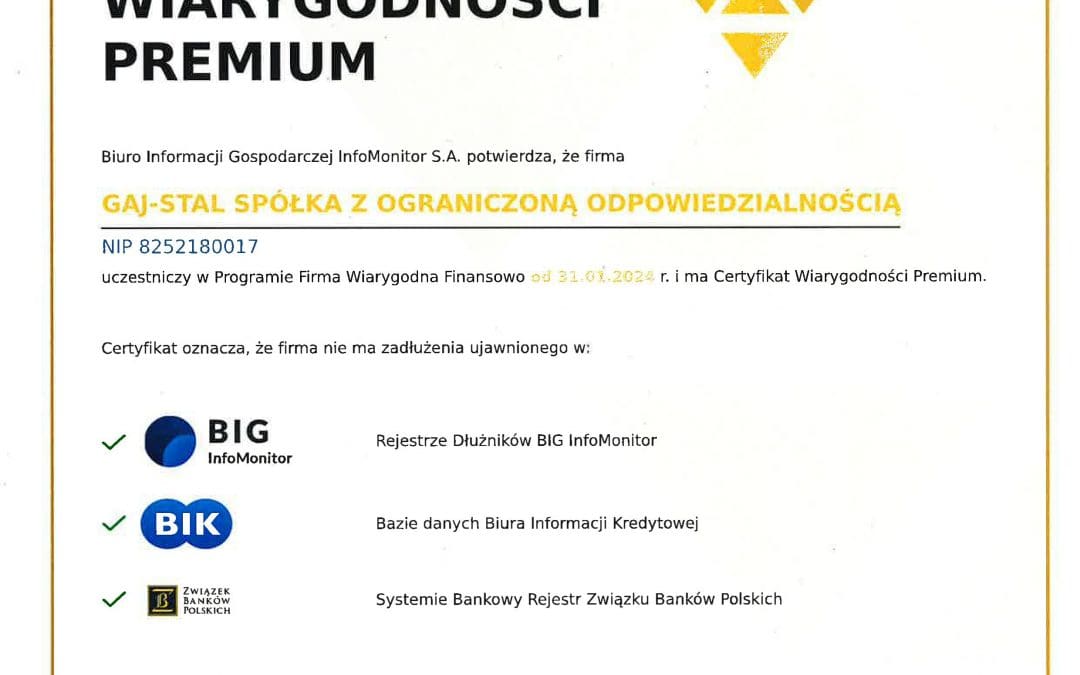 Uzyskanie Certyfikatu Wiarygodności Finansowej