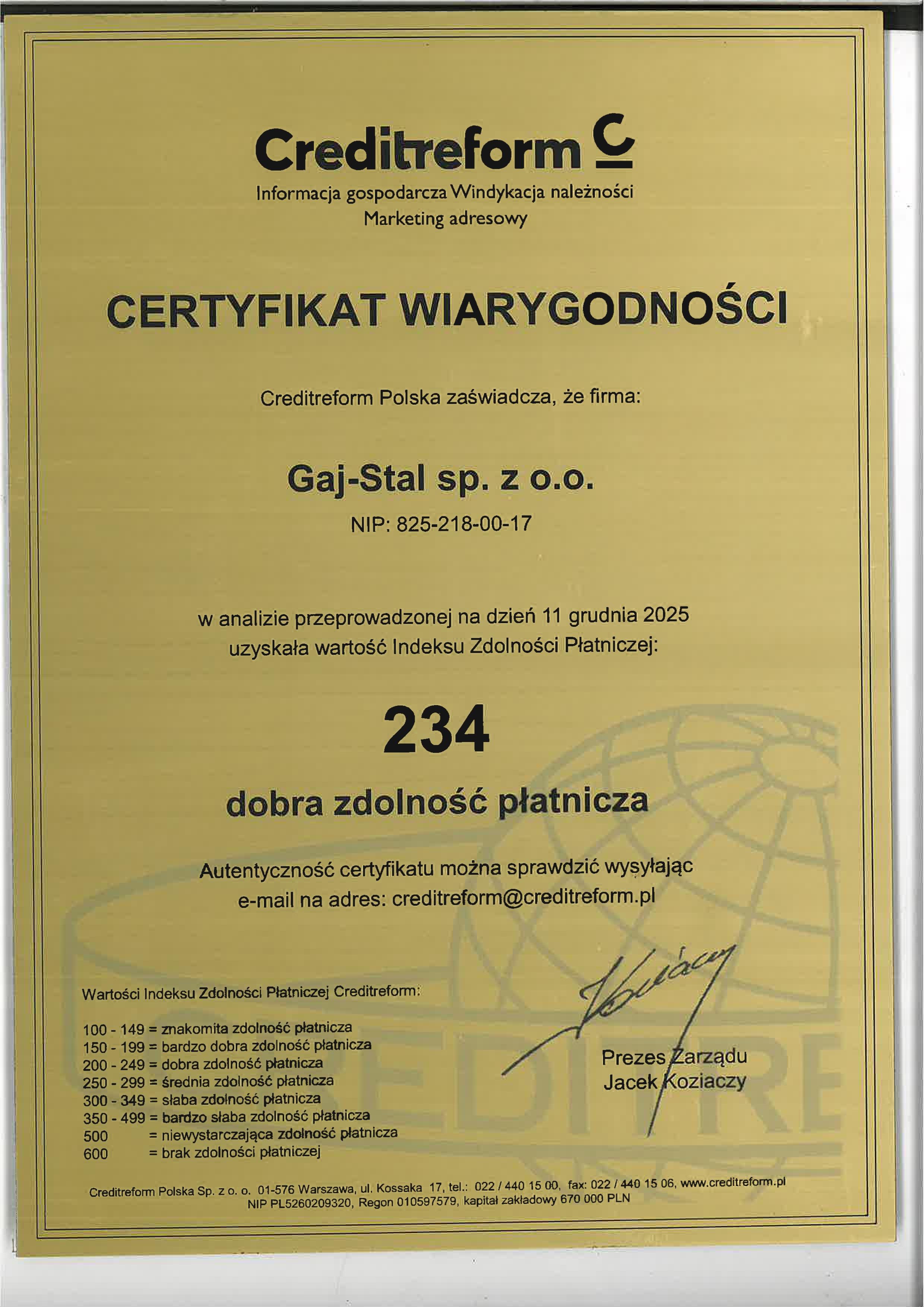 Uzyskanie Certyfikatu Wiarygodności